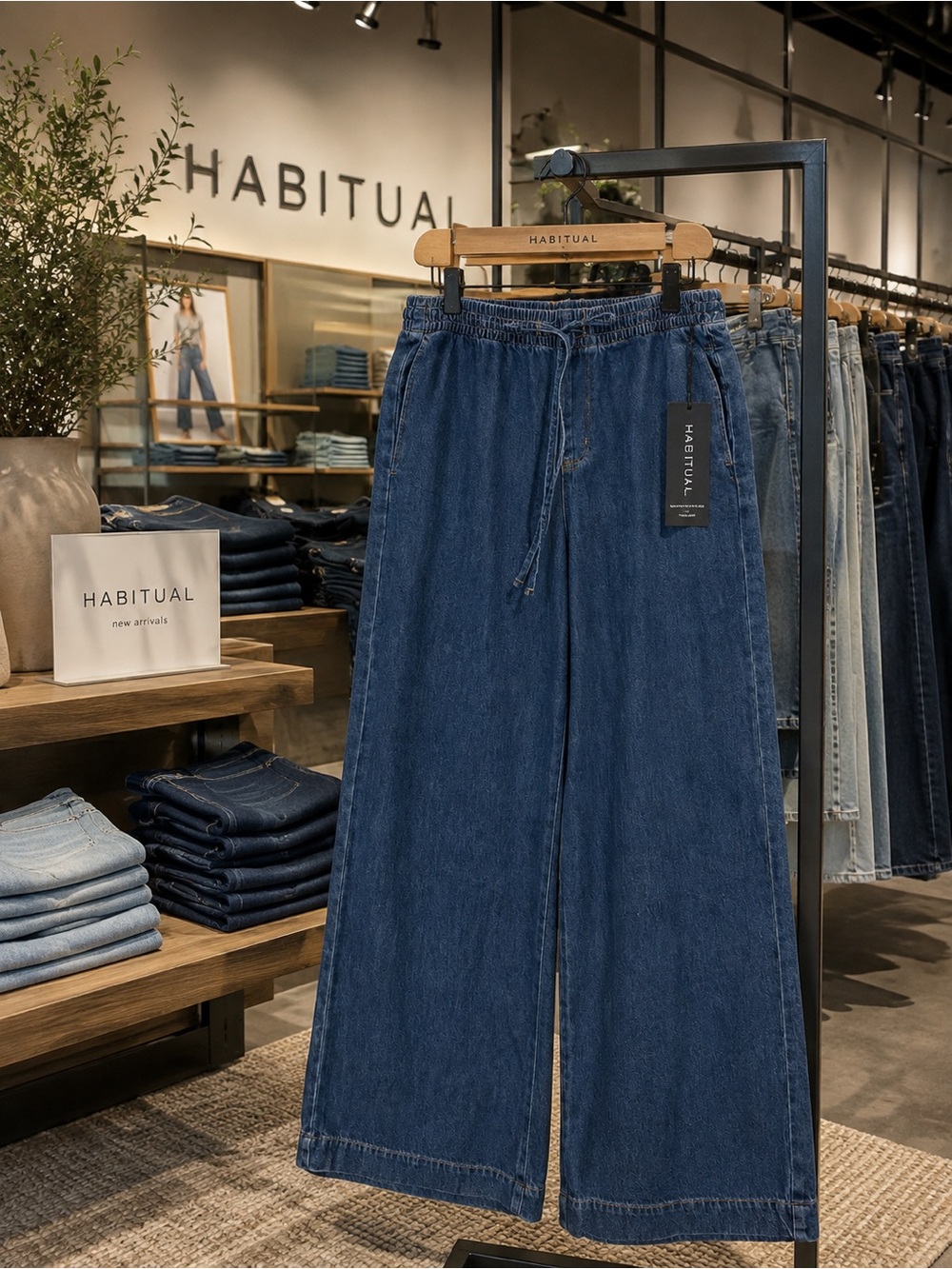 Habitual Wide-Leg Denim Jeans in Dark Blue